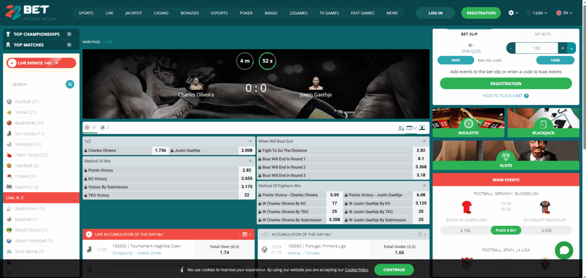 22bet UFC Betting
