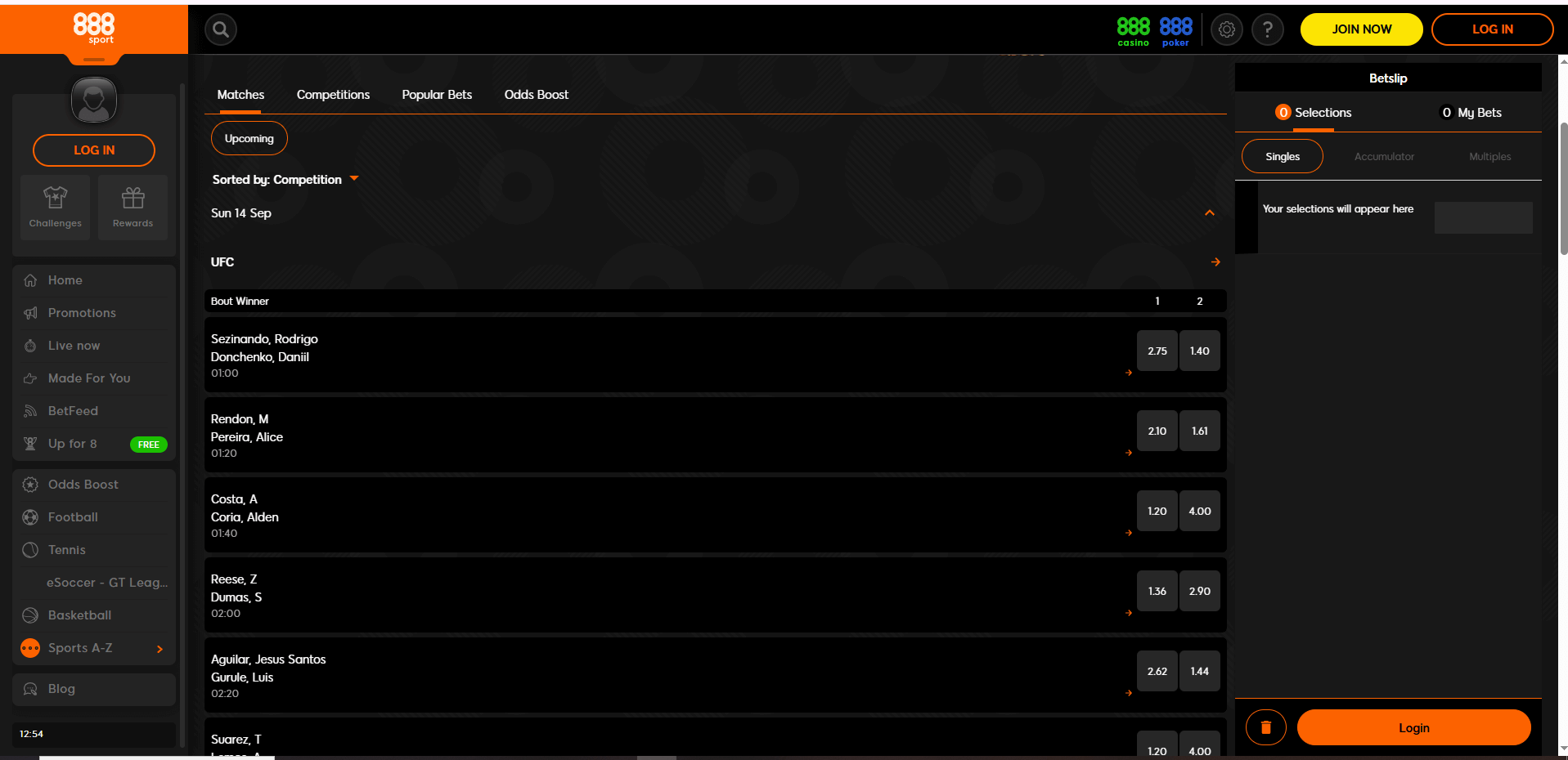 888 sports UFC Betting