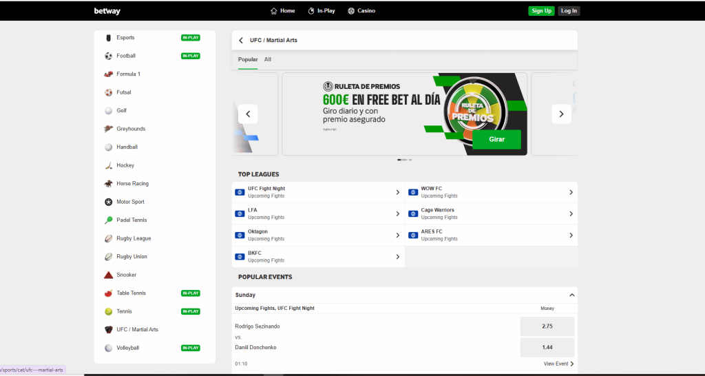 Betway UFC Betting