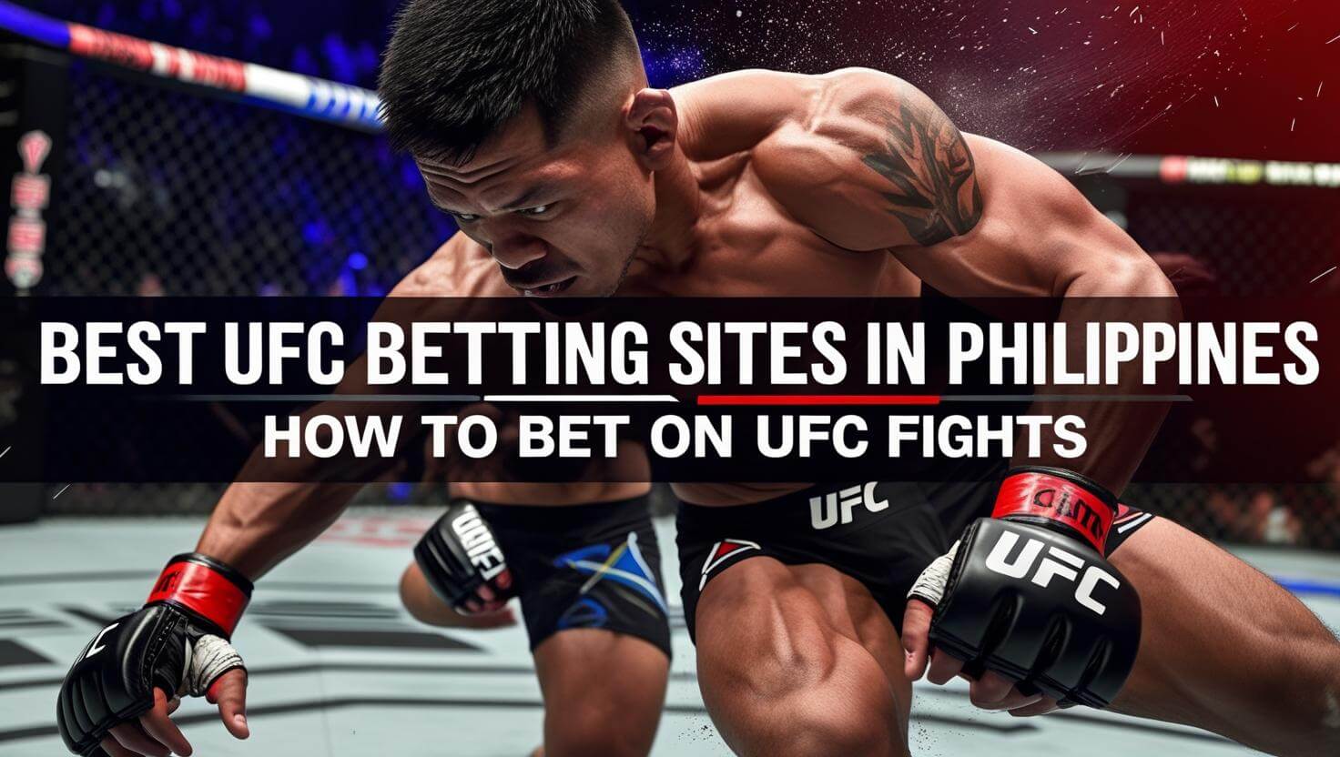 Generate a feature image, size: 1200*600, text align in middle, Background image: UFC Fight Text: Best UFC Betting Sites in Philippines - How to Bet on UFC Fights
