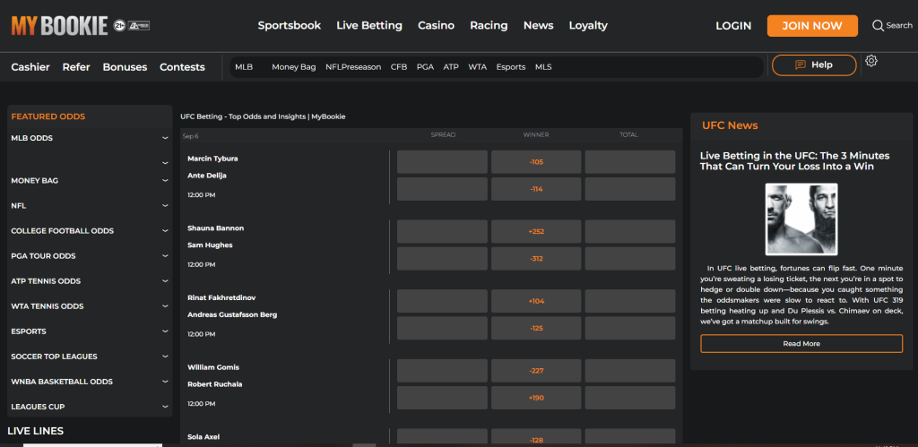 Mybookie Sportbook Screenshot