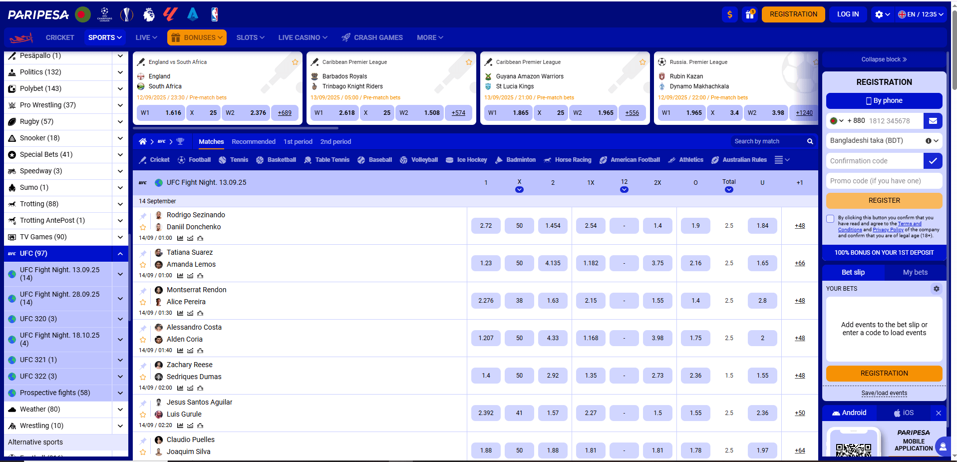 Paripesa UFC Betting
