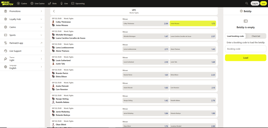 Parimatch Screenshot